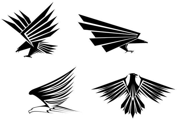 Eagle symbol isolated on white for tattoo design - Vector, Image