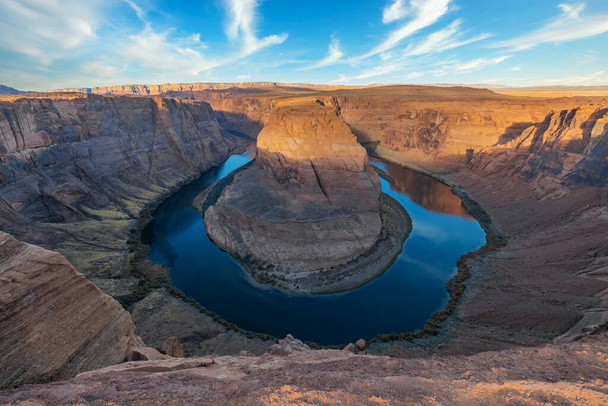 Аризона подковы изгиб реки Колорадо, в Глен Каньон, красивый пейзаж, фотография для открытки, биг-борд, туристическое агентство - Фото, изображение