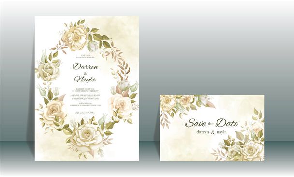Romantic wedding invitation card template - Vector, Image