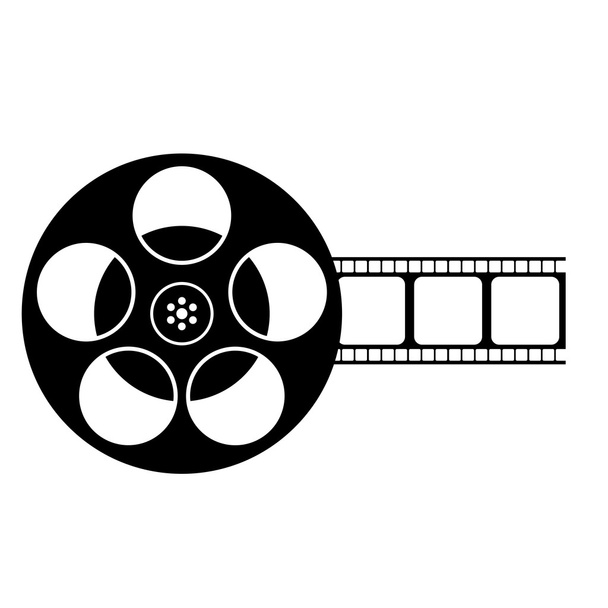 czarno-biały film bębnowa ikona na białym tle - Wektor, obraz