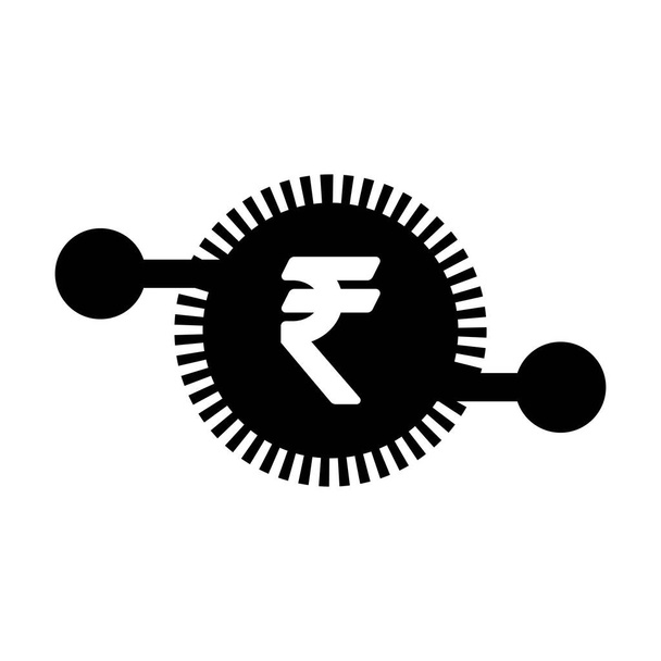 Digital rupee coin icon vector currency symbol and sign for digital transactions for asset and wallet in a flat color glyph pictogram illustration - Vector, Image