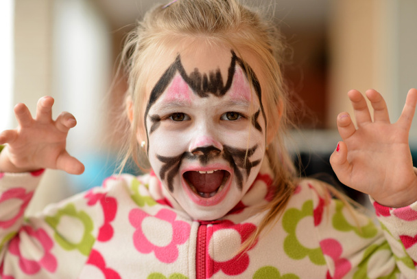 Girl with the cat face makeup - Photo, Image