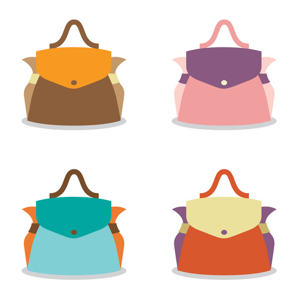 Set of Colorful Women Bag on White Background - Vector, Image