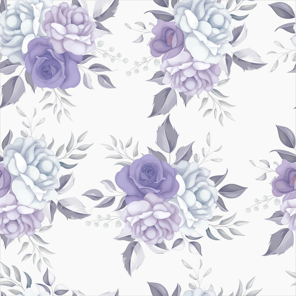 Beautiful floral seamless pattern with purple flowers - Vektör, Görsel
