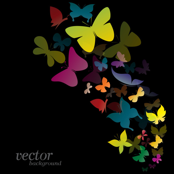 Дизайн бабочки на черном фоне
 - Вектор,изображение