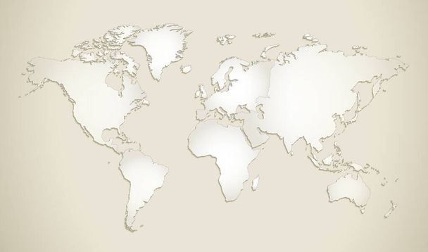 Világ kontinensek térkép, közigazgatási részleg, régi papír háttér, üres - Fotó, kép