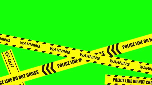 Αστυνομική γραμμή (προειδοποιητική ταινία) ταινία animation (4K). Πράσινο φόντο για χρήση κλειδιού chroma. - Πλάνα, βίντεο