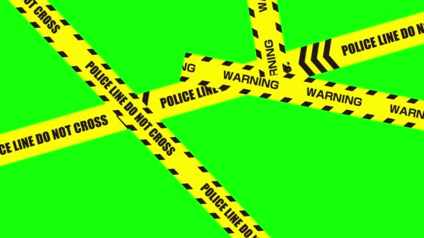 Police line ( warning tape ) animation movie (4K) . Green background for chroma key use. - Footage, Video