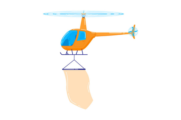 Air transport, modern helicopter, fast vehicle for air travel, design cartoon style vector illustration, isolated on white. - Vektor, Bild