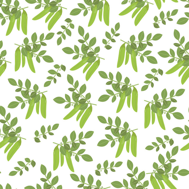 pods of green peas seamless pattern. summer print for textiles, kitchen tablecloths, napkins, curtains, bed linen, packaging and advertising of peas, banner for the fair. Vector illustration, flat - Vektor, kép