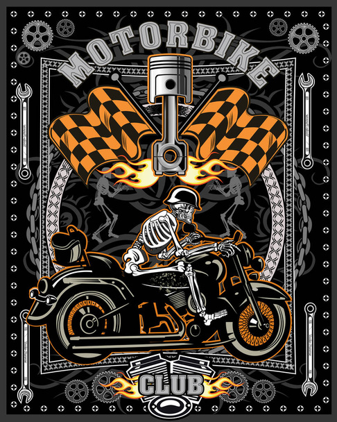 illustration of vintage motorcycle label - Vector, Image