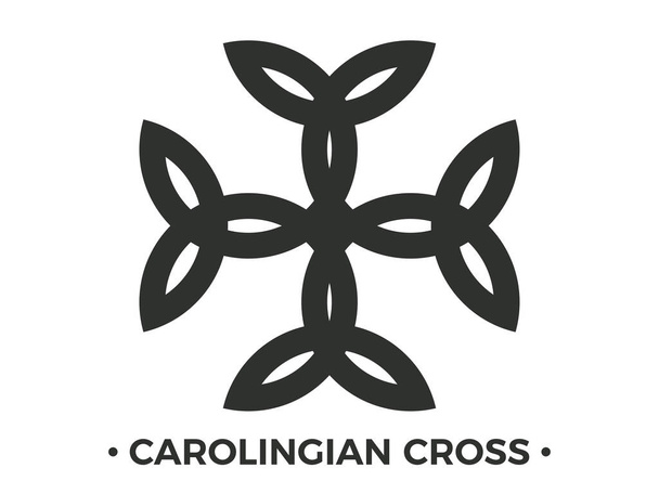 Carolingian cross isolated on white background. Triquetra symbol. Celtic knot. Vector illustration - Vektör, Görsel