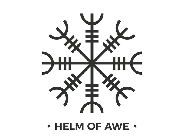 Helm of Awe or Helm of Terror. Norse mythology. Icelandic magical stave. Occult symbol isolated  on white background. Galdrastafir, intertwined runes. Vector illustration - Vector, Image