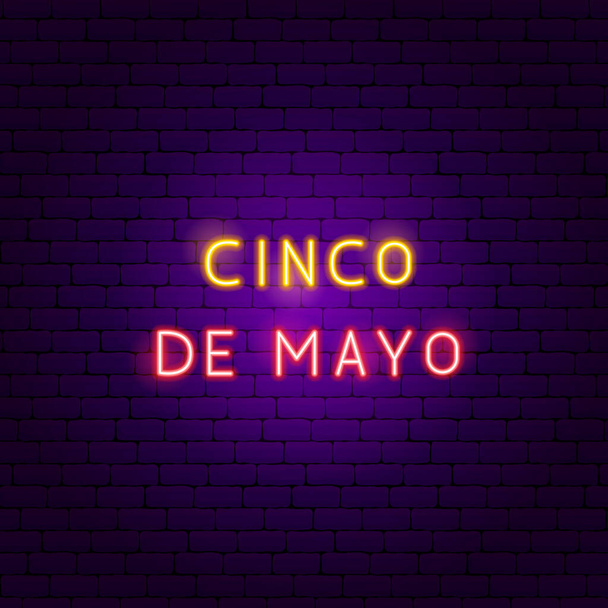 Cinco de Mayo Neon Metni - Vektör, Görsel