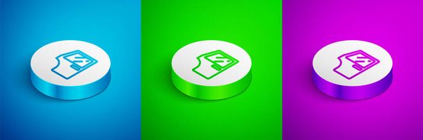 Isometric line Car door icon isolated on blue,green and purple background. White circle button. Vector - Vector, Image
