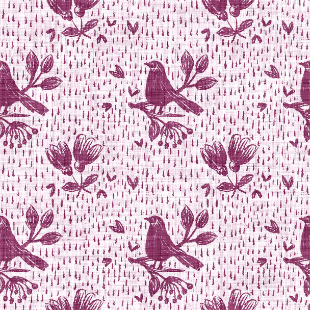 Aquarel vogel motief achtergrond. Handgeschilderd aards grillig naadloos patroon. Modern bloemenlinnen textiel voor de lente zomer home decor. Decoratieve scandi stijl kleurrijke natuur overal print - Foto, afbeelding