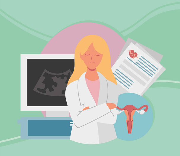 female gynecologist medical - Vector, Image