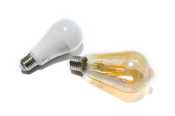 Electric diode light bulb, isolated on white studio background. - Photo, Image