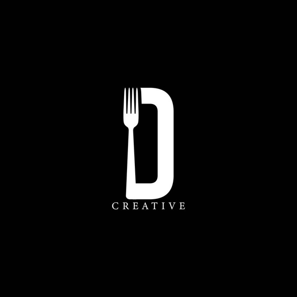 Fork conceito D letra logotipo design - Vetor, Imagem