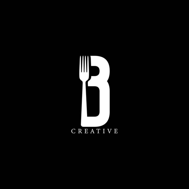Haarukka konsepti B kirjain logo suunnittelu - Vektori, kuva