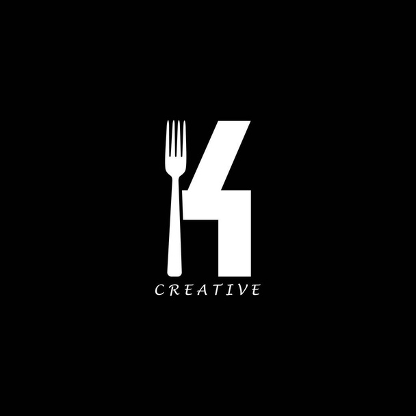 Fork conceito K carta logotipo design - Vetor, Imagem