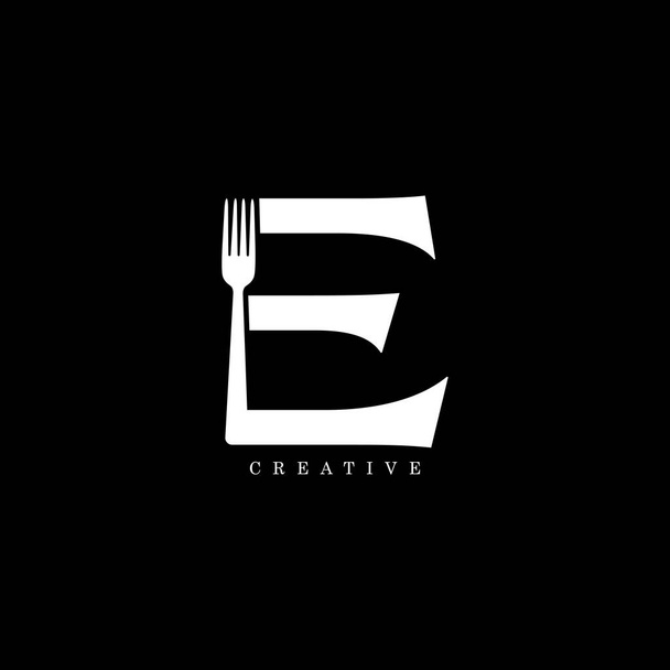 Diseño del logotipo de la letra E del concepto de horquilla.  - Vector, Imagen