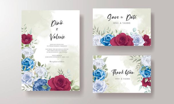 美しい花の装飾と花のデザインの結婚式の招待カード - ベクター画像