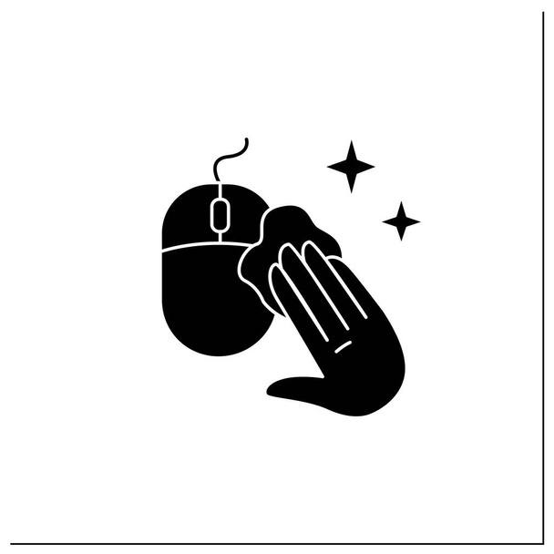 Disinfecting computer mouse glyph icon - Vector, Image