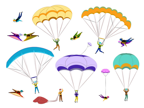 Paraquedistas e pára-quedistas - Vetor, Imagem