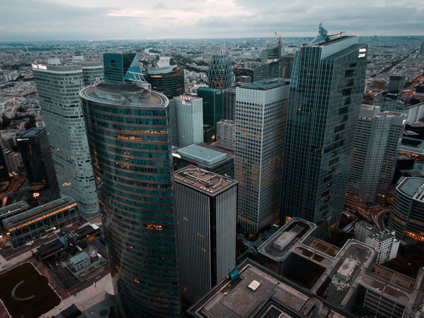 An aerial view of La Defense Skyline District in Paris, France, the business district - 写真・画像