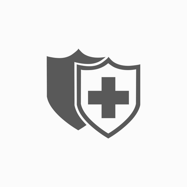 icona dello scudo medico, icona medica, vettore dello scudo, illustrazione dell'ospedale, vettore sanitario - Vettoriali, immagini