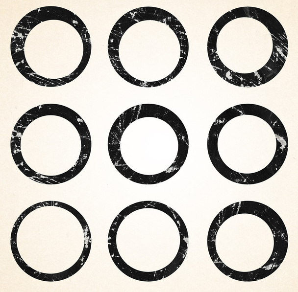 set of ink scratched brush strokes, circle,round spots. Design element. - Photo, Image