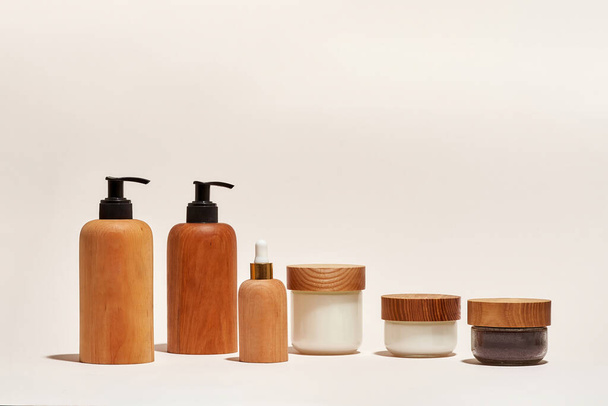 Cosmetics for daily care in different bottles and containers - Foto, immagini