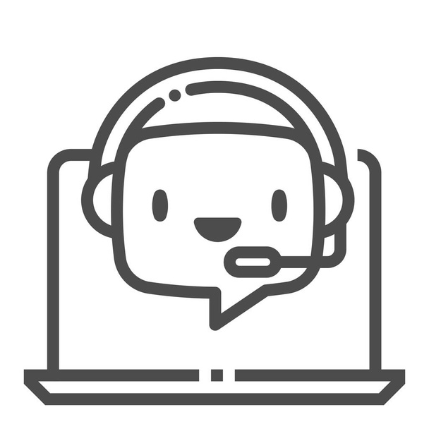 Chat bot, laptop square line vector icon. - Vector, Image