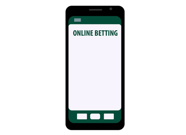 Vector drawing of a hand with a mobile phone. Online betting app on the phone - Vektor, obrázek