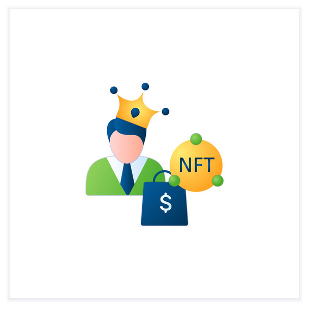 NFT comprador icono plano - Vector, Imagen