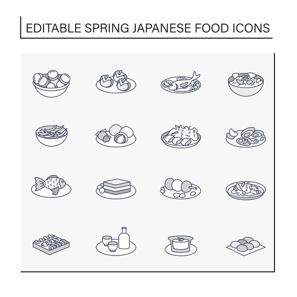 Japán ételvonal ikonok - Vektor, kép