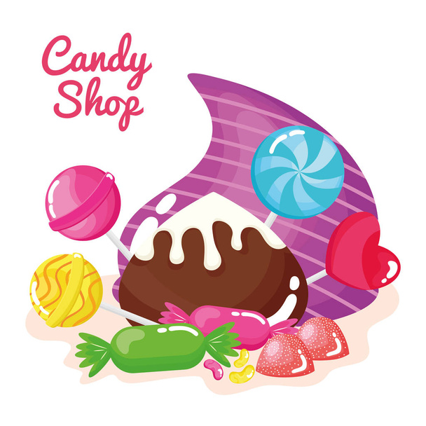 candies and lettering - Vector, Image