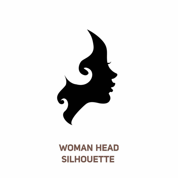 Kobieta głowa czarna sylwetka, Wektor ilustracja kobieta głowa. Minimalistka spogląda na symboliczną ikonę. Pani kształt twarzy. - Wektor, obraz