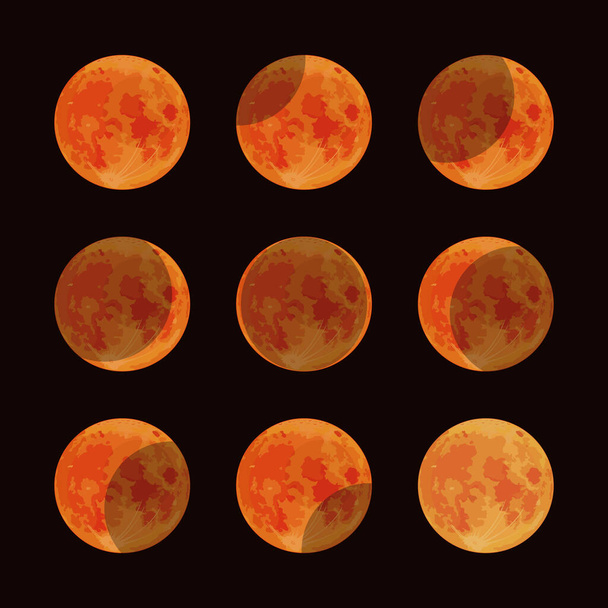fasi di eclissi lunare - Vettoriali, immagini