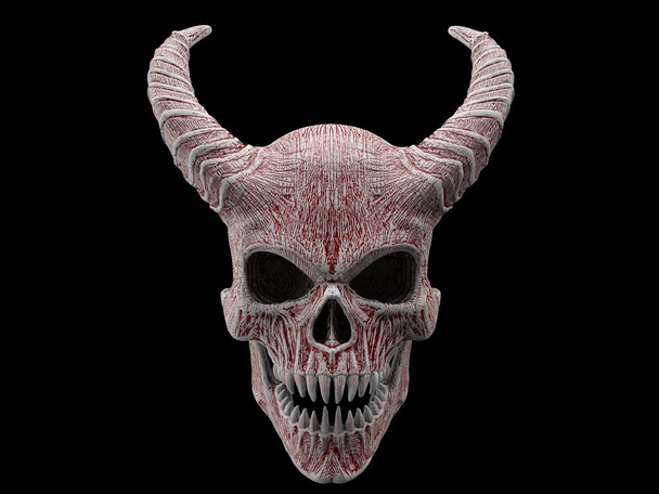 Demon skull with horns with sharp teeth - Фото, изображение