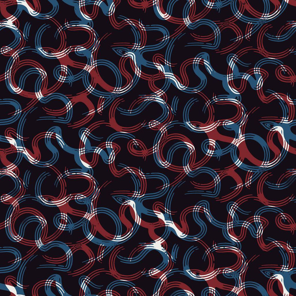 Padrão abstrato sem costura em vermelho azul preto branco - Foto, Imagem