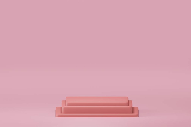 3D-Darstellung des Podiums zur Produktplatzierung in minimalistischem Design. Podium Bühne Schaufenster Produktwerbung Hintergrund - Foto, Bild