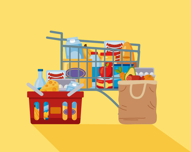 買い物市場の食料品 - ベクター画像