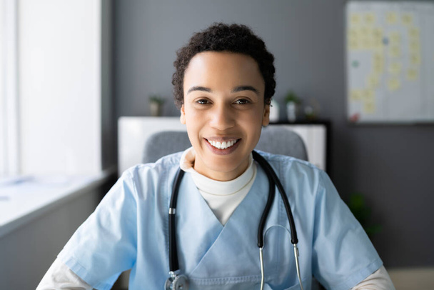 African Nurse Or Doctor Using Video Conference - Photo, Image