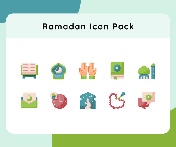 Ramadan ikona pakiet zestaw kolekcja z płaskim stylu wektor ilustracji - Wektor, obraz