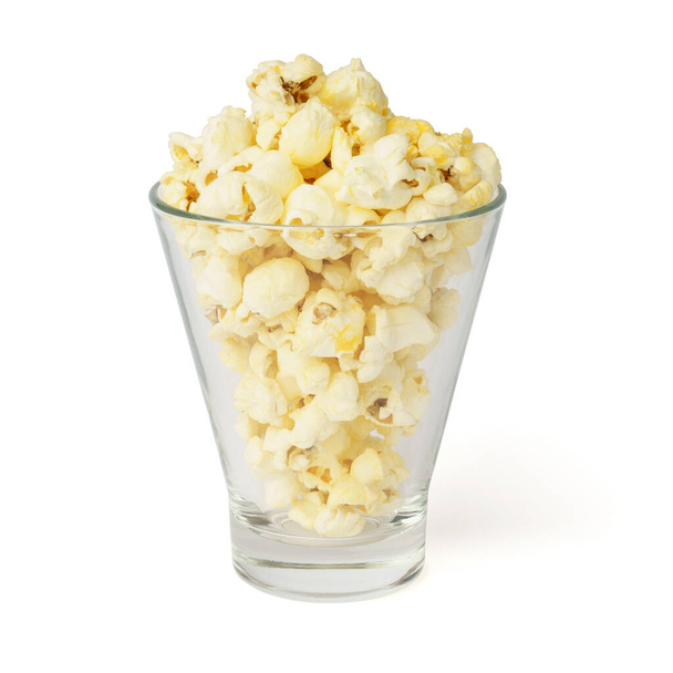 popcorn in glass glass isolated on white background - Photo, Image