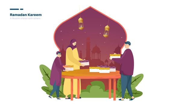 Ilustración de Ramadán tiempo para compartir con los demás - Vector, imagen
