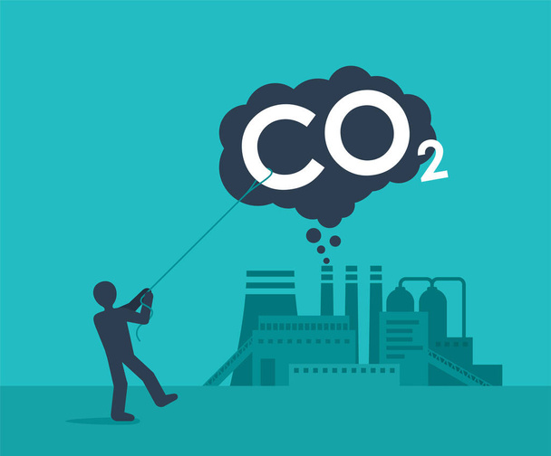 Technologie de captage du carbone - stratégie neutre en CO2 - Vecteur, image