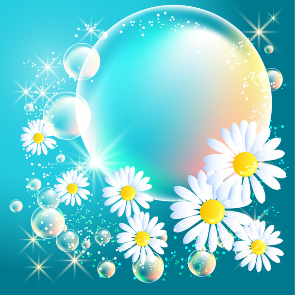 Bubbles and daisy - Wektor, obraz
